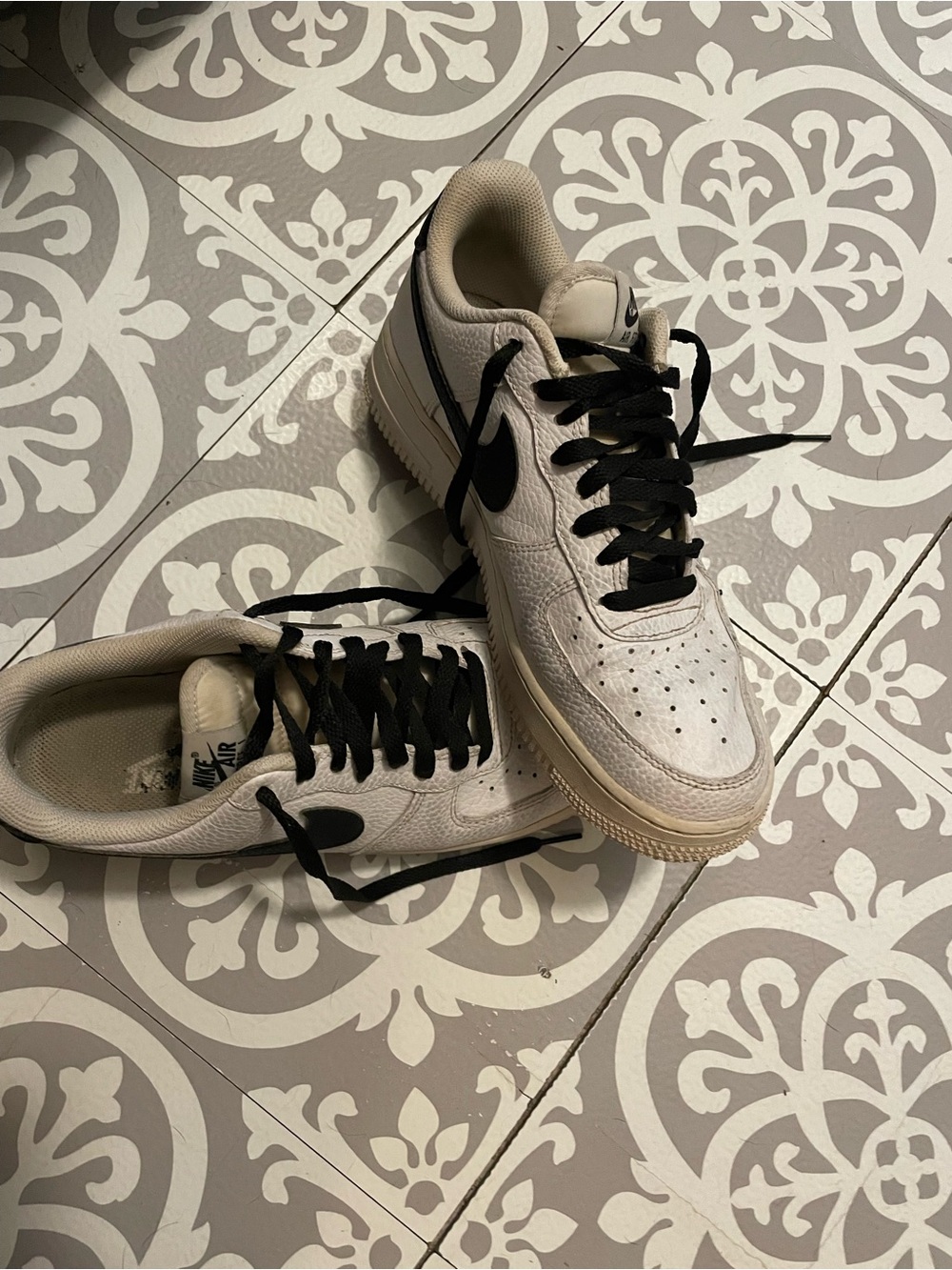 Nike White and Black (Air Force 1?)  Low-Top Sneakers